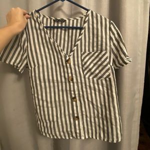 Striped blue and white blouse shirt